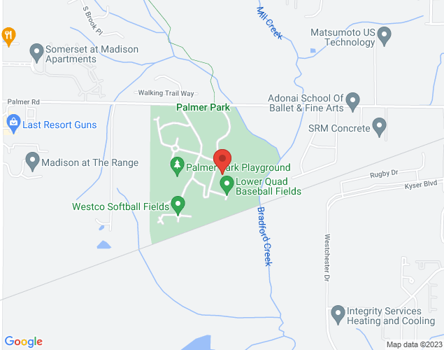 Map showing location at 574 Palmer Rd, Madison, AL