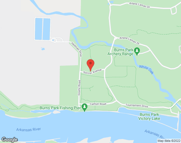 Map showing location at 1 Soccer Ave., North Little Rock, AR