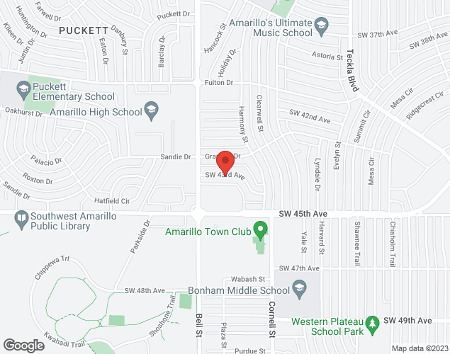 Map showing location at 4800 s Bell, Amarillo, TX