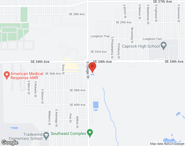 Map showing location at 3435 S Osage, Amarillo, TX