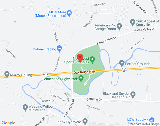 Map showing location at 8050 Oak Ridge Hwy, Knoxville, TN