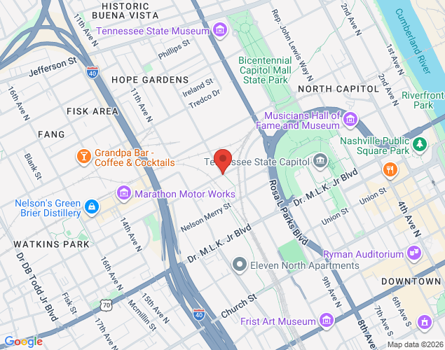 Map showing location at 130 Lifeway Plaza, Nashville, TN