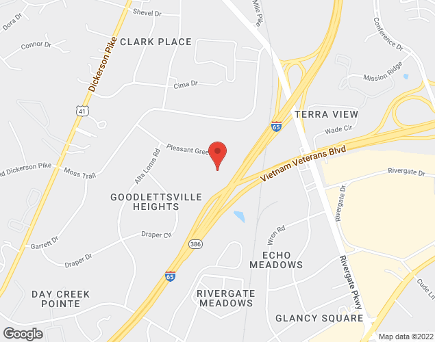 Map showing location at 360  Pleasant Green Drive, Goodlettsville, TN