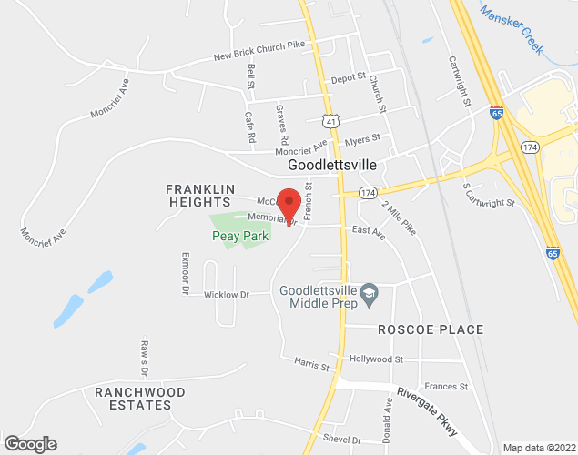 Map showing location at 200 Memorial Drive, Goodlettsville, TN
