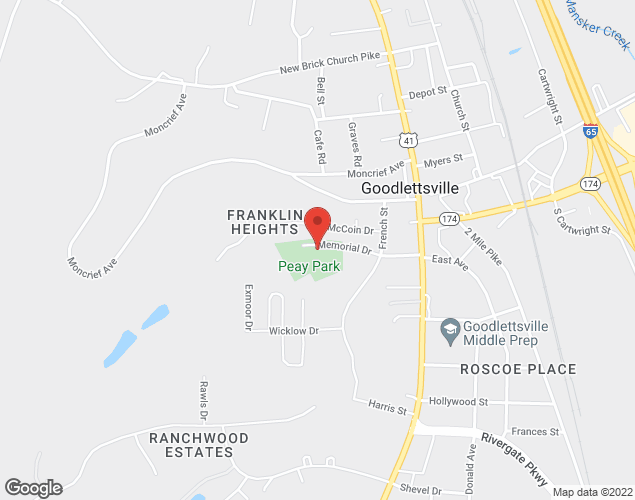 Map showing location at 111 Memorial Drive, Goodlettsville, TN