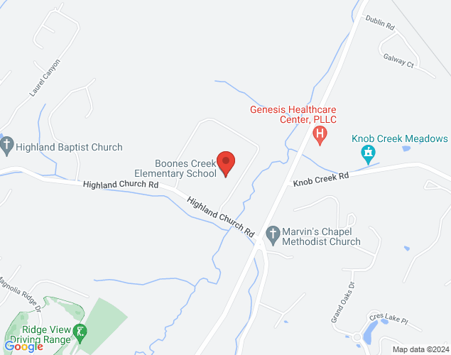 Map showing location at 132 Highland Church Rd, Gray, TN