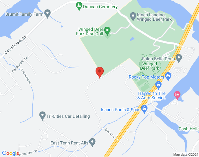 Map showing location at 277 Champions Lane, Johnson City, TN