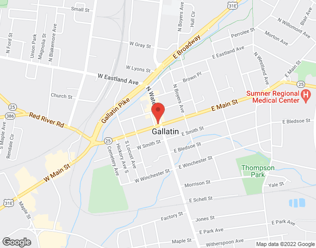 Map showing location at 1300 Touchdown Drive, Gallatin, TN