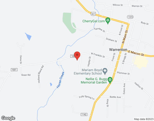 Map showing location at 435 W Franklin St, Warrenton, NC