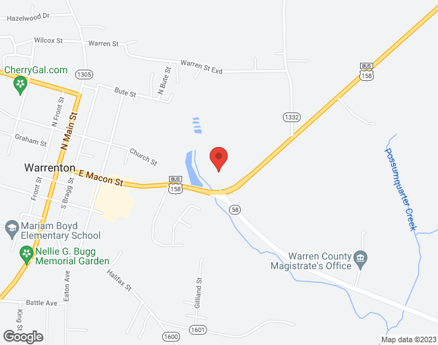 Map showing location at 501 US Hwy 158 Bus E, Warrenton, NC