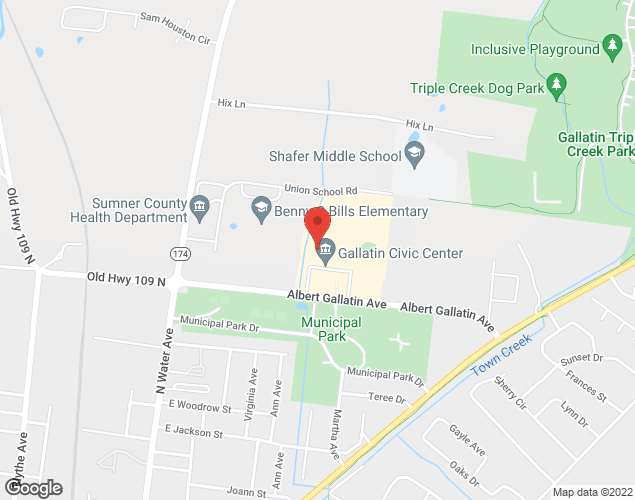 Map showing location at 210 Albert Gallatin Avenue, Gallatin, TN