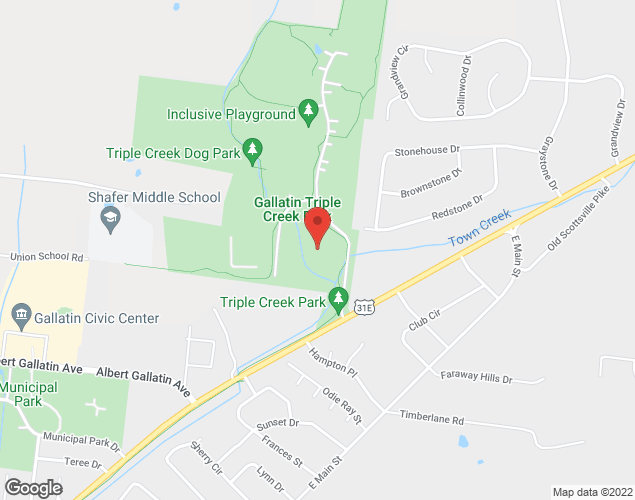 Map showing location at 1333 Touchdown Drive, Gallatin, TN