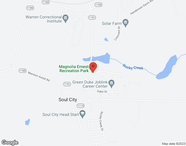 Map showing location at 252 Duke Drive, Norlina, NC