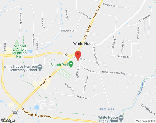 Map showing location at 105 College St., White House, TN