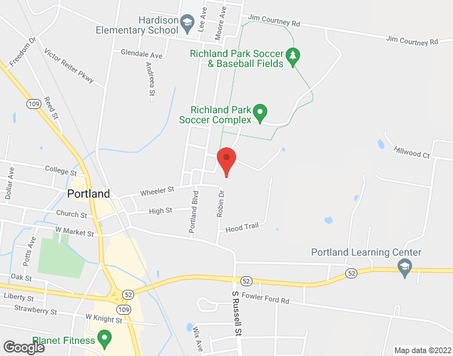Map showing location at 303 Portland Blvd, Portland, TN