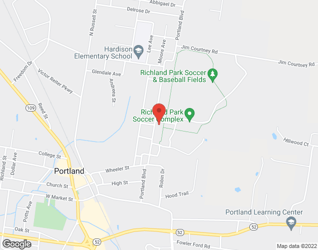 Map showing location at 321 Portland Blvd, Portland, TN
