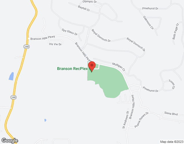 Map showing location at 1501 Branson Hills Parkway, Branson, MO