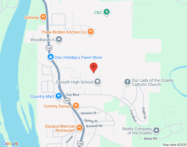 Map showing location at 178 Panther Street, Forsyth, MO