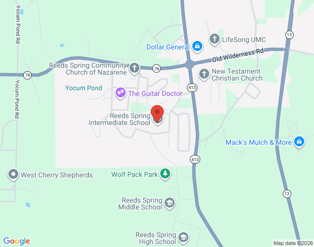 Map showing location at 175 Elementary Road, Reeds Spring, MO