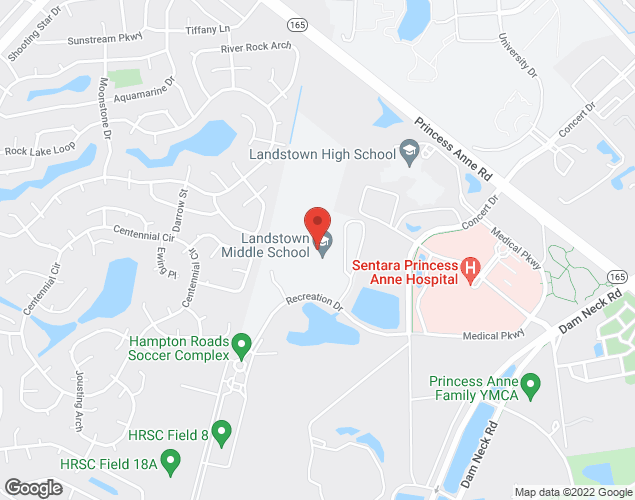 Map showing location at 2204 Recreation Drive, Virginia Beach, VA