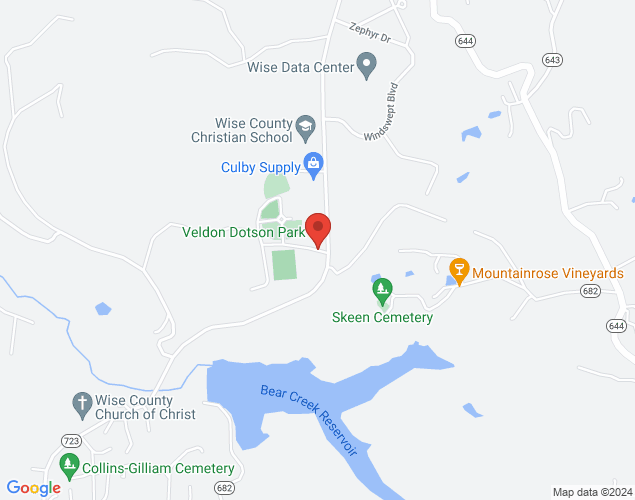 Map showing location at 5795 Airport Rd, Wise, VA