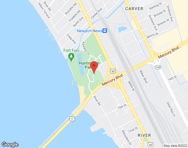 Map showing location at 361 Hornet Circle, Newport News, VA