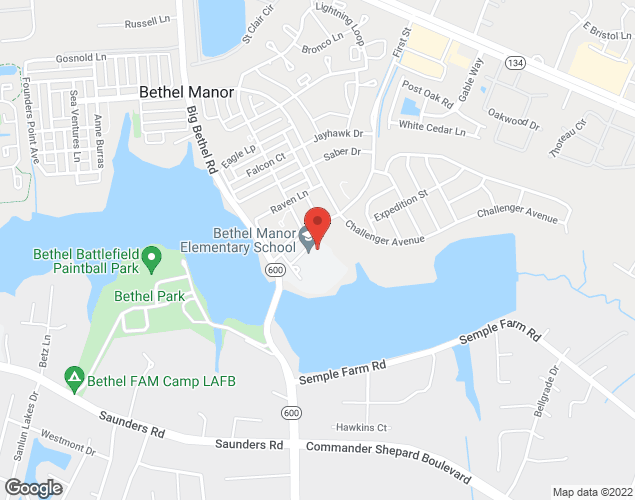 Map showing location at 1797 First Street, Langley AFB, VA
