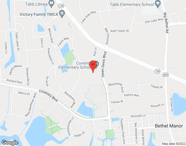 Map showing location at 200 Owen Davis Boulevard, Yorktown, VA