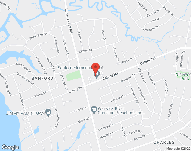Map showing location at 480 Colony Road, Newport News, VA