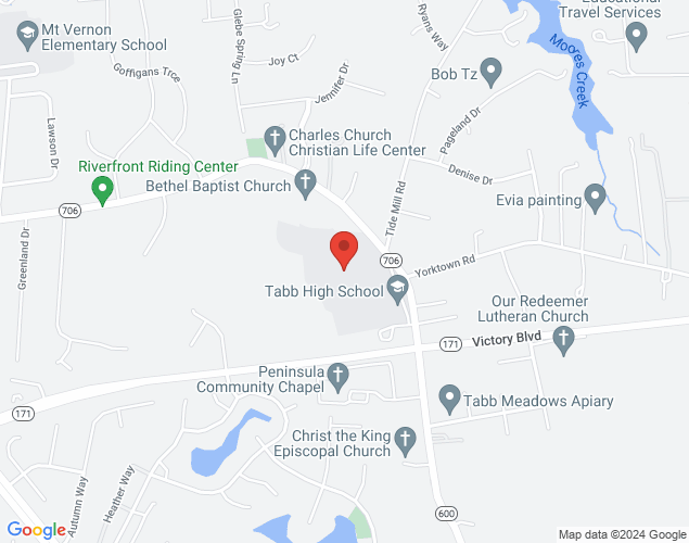 Map showing location at 4431 Big Bethel Rd, Yorktown, VA
