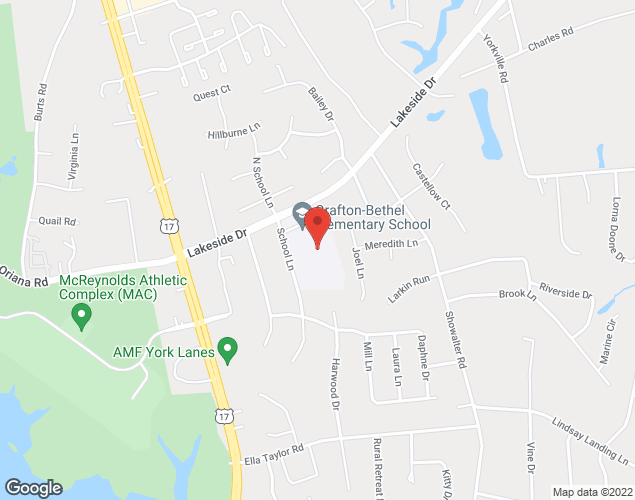 Map showing location at 410 Lakeside Drive, Yorktown, VA
