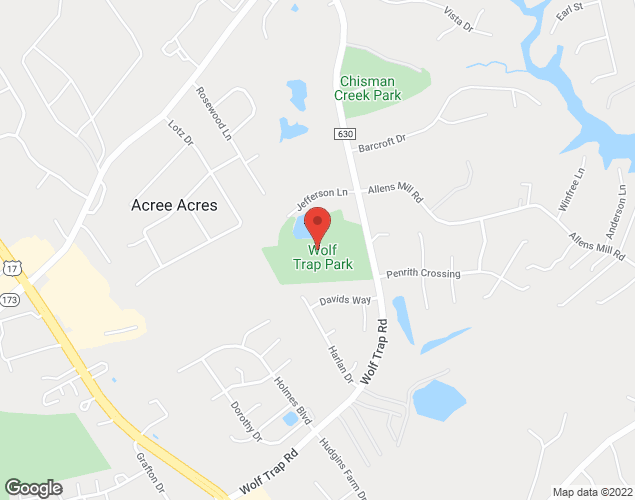 Map showing location at 1009 Wolf Trap Road, Yorktown, VA