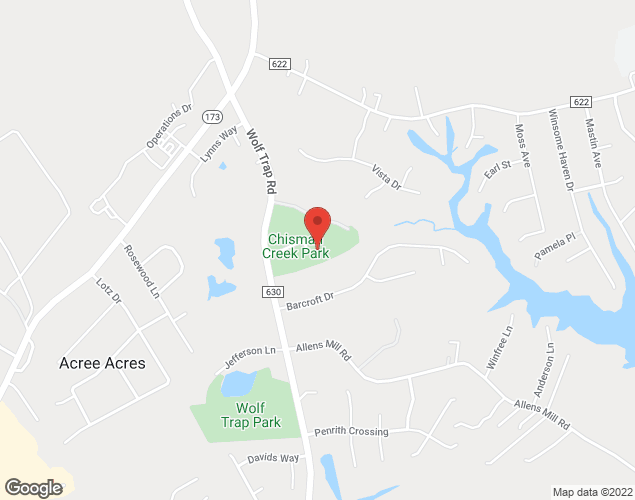 Map showing location at 1314 Wolf Trap Road, Yorktown, VA