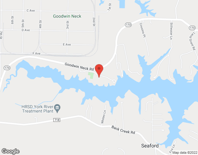 Map showing location at 3000 Goodwin Neck Road, Yorktown, VA
