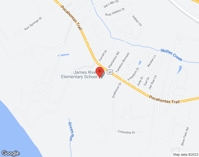 Map showing location at 8901 Pocahontas Trail, Williamsburg, VA