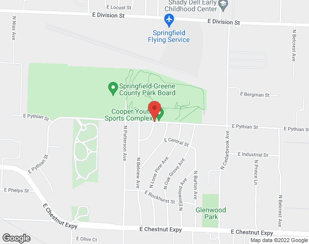 Map showing location at 2500 E. Pythian St., Springfield, MO