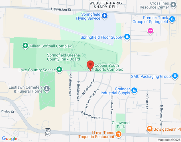 Map showing location at 2503 E. Pythian St, Springfield, MO