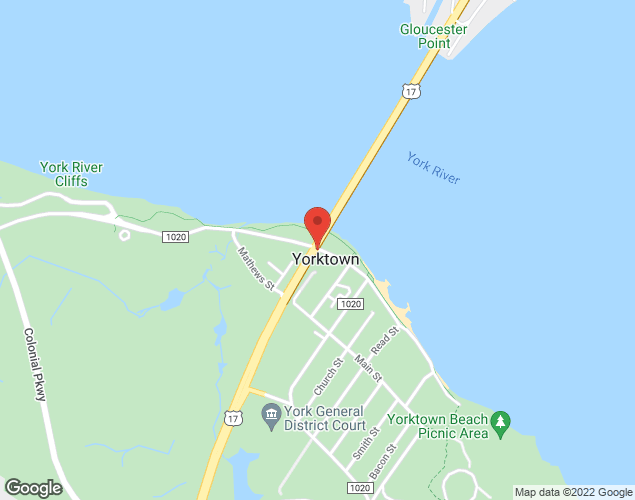 Map showing location at 5338-G George Washington Mem Hwy, Yorktown, VA