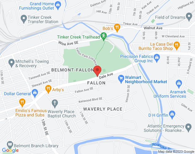 Map showing location at 2116 Dale Avenue Southeast, Roanoke, VA