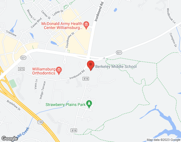Map showing location at 1118 Ironbound Road, Williamsburg, VA