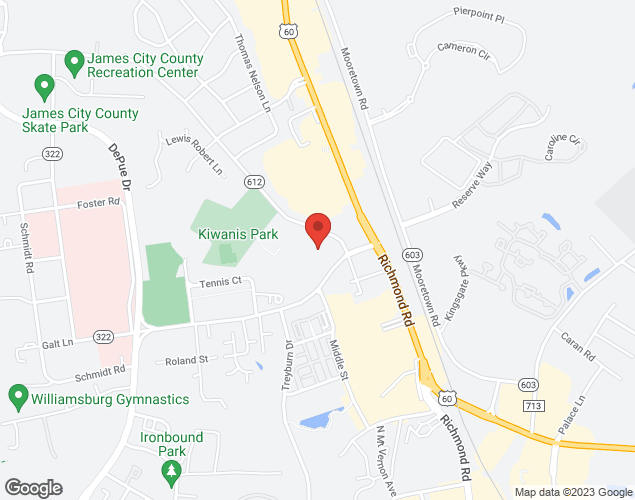 Map showing location at 101 Longhill Road, Williamsburg, VA