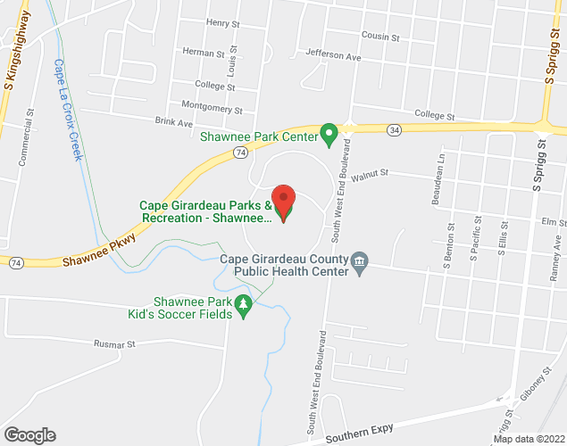 Map showing location at 1157 South West End Blvd, Cape Girardeau, MO