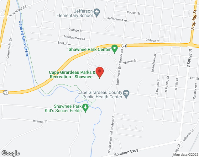 Map showing location at 1157 South West End Blvd, Cape Girardeau, MO