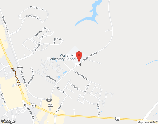 Map showing location at 314 Waller Mill Road, Williamsburg, VA