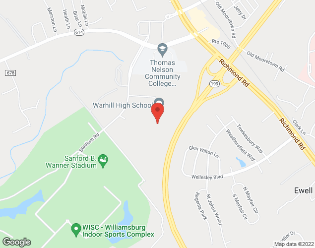 Map showing location at 4615 Opportunity Way, Williamsburg, VA
