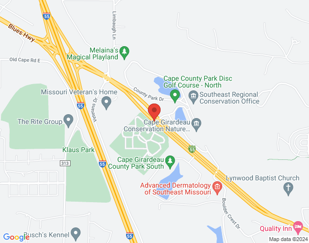 Map showing location at 1625 North Kingshighway, Cape Girardeau, MO