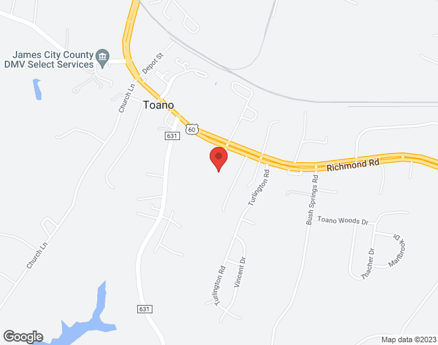 Map showing location at 7817 Richmond Road, Williamsburg, VA