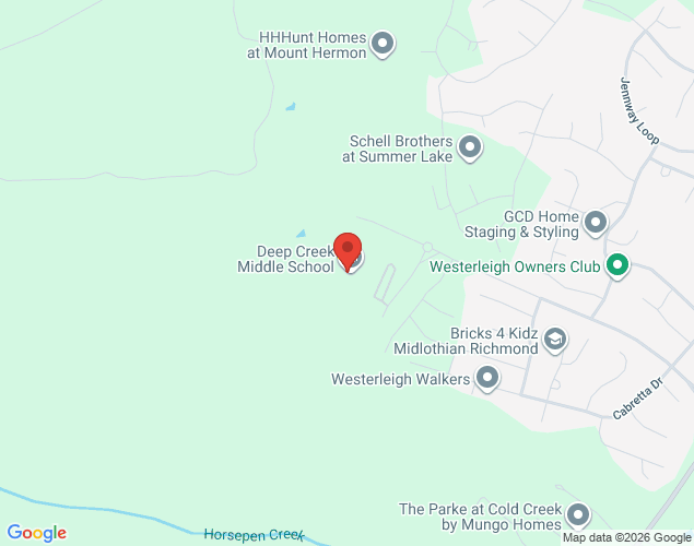 Map showing location at 17151 Westerleigh Parkway, Moseley, VA