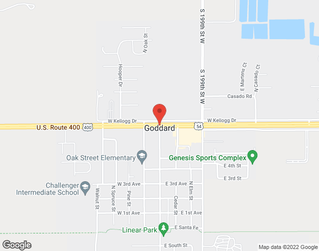 Map showing location at 221 N Crowne Dr, Goddard, KS