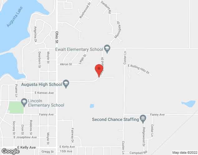 Map showing location at 1025 E Augusta Ave, Augusta, KS